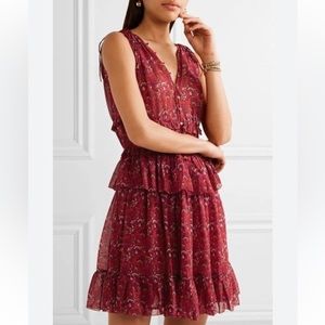 Ulla Johnson $595 Noelle 100% Silk Georgette Printed Floral Mini Dress Size 4